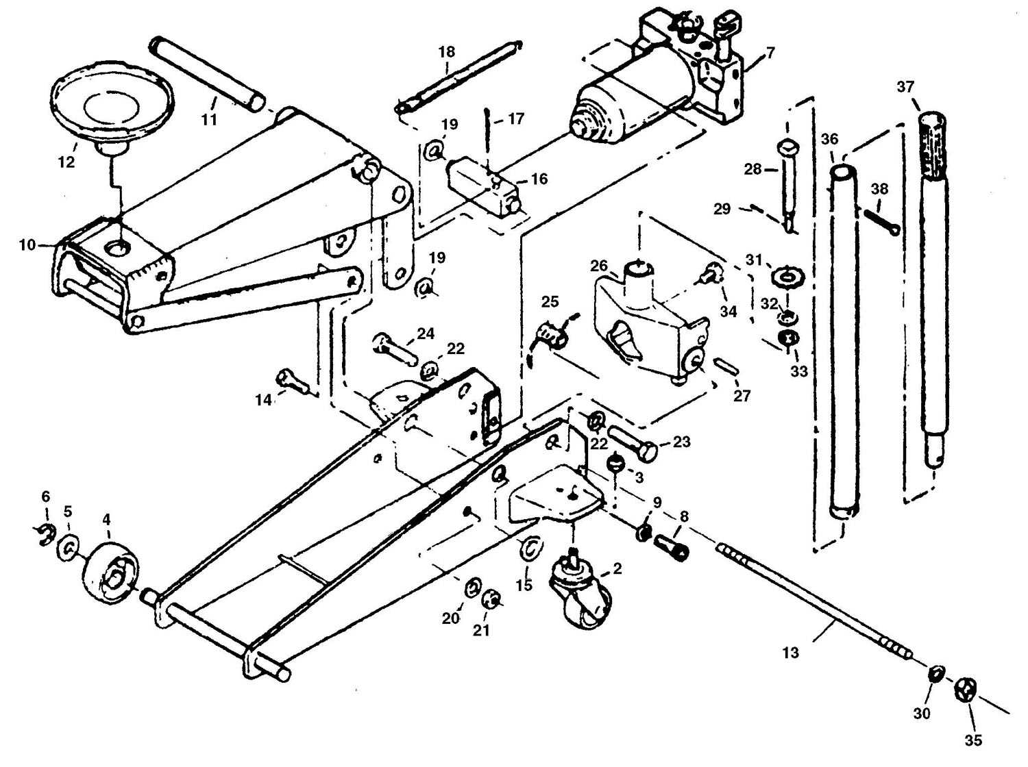 3 ton hydraulic floor jack parts diagram