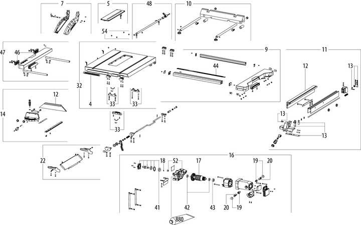 table saw parts diagram