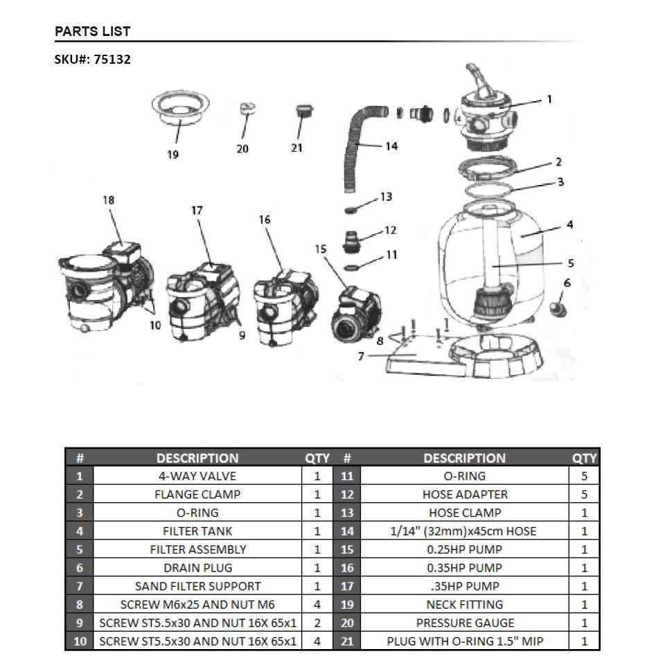 intex sand filter parts diagram