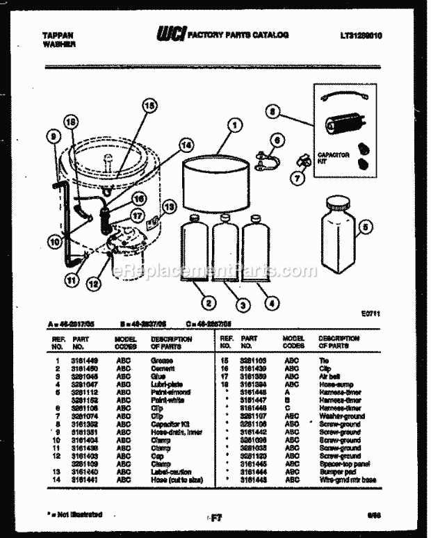 frigidaire top load washer parts diagram