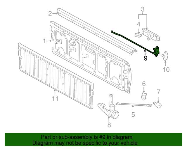 toyota tacoma tailgate parts diagram