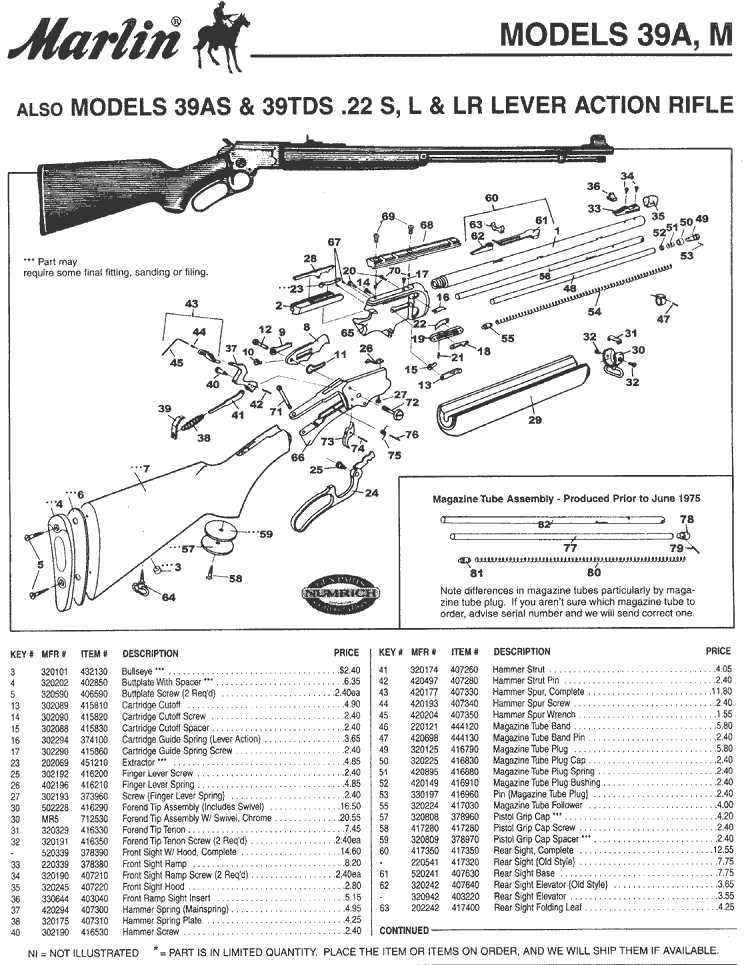 marlin model 39a parts diagram