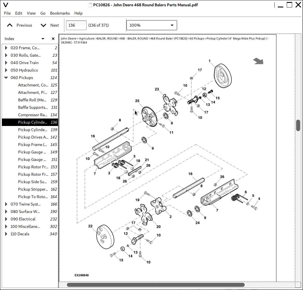 john deere 468 baler parts diagram