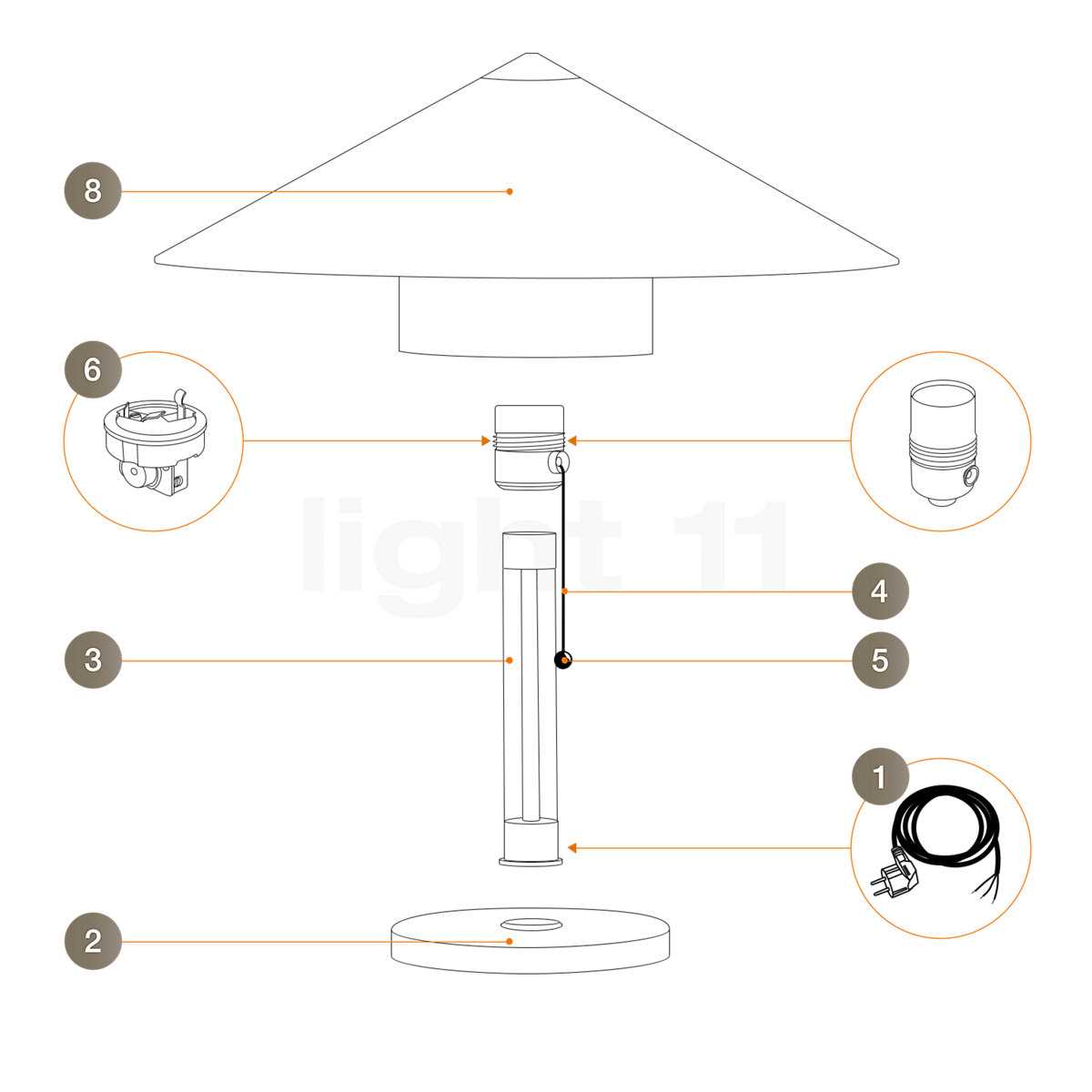 table lamp parts diagram