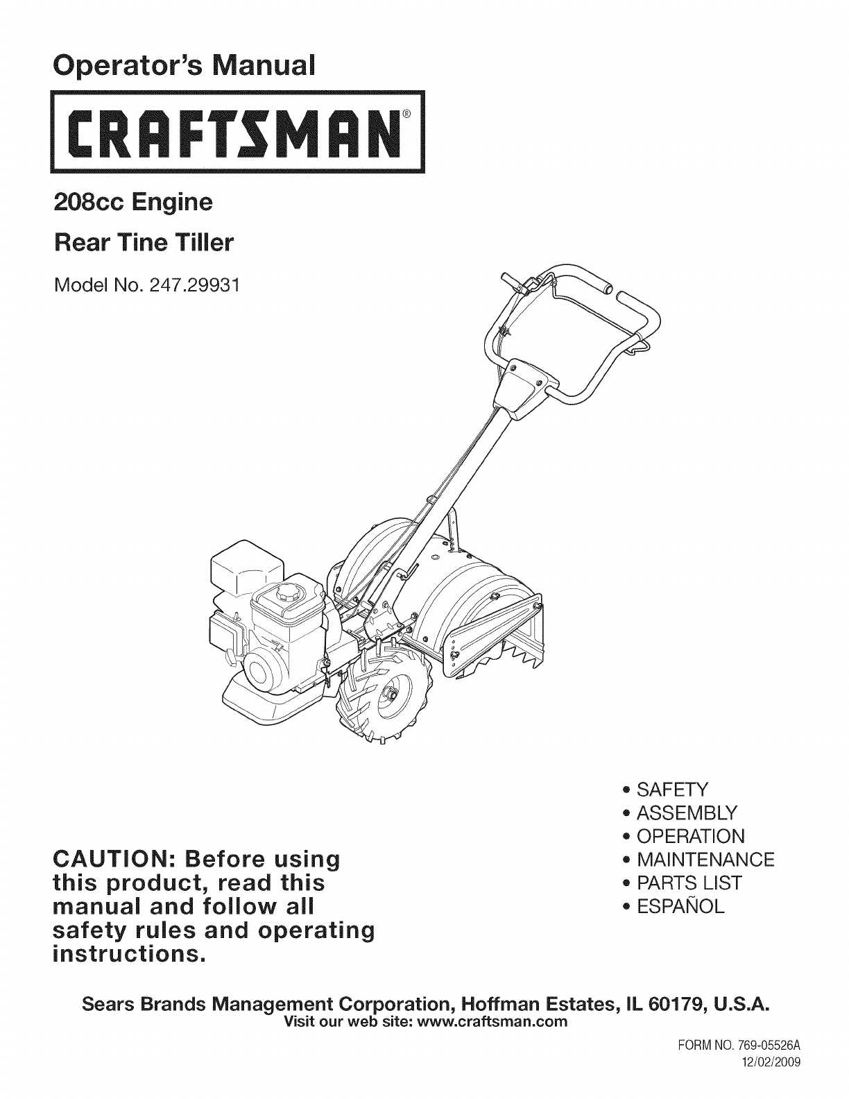 craftsman rear tine tiller parts diagram