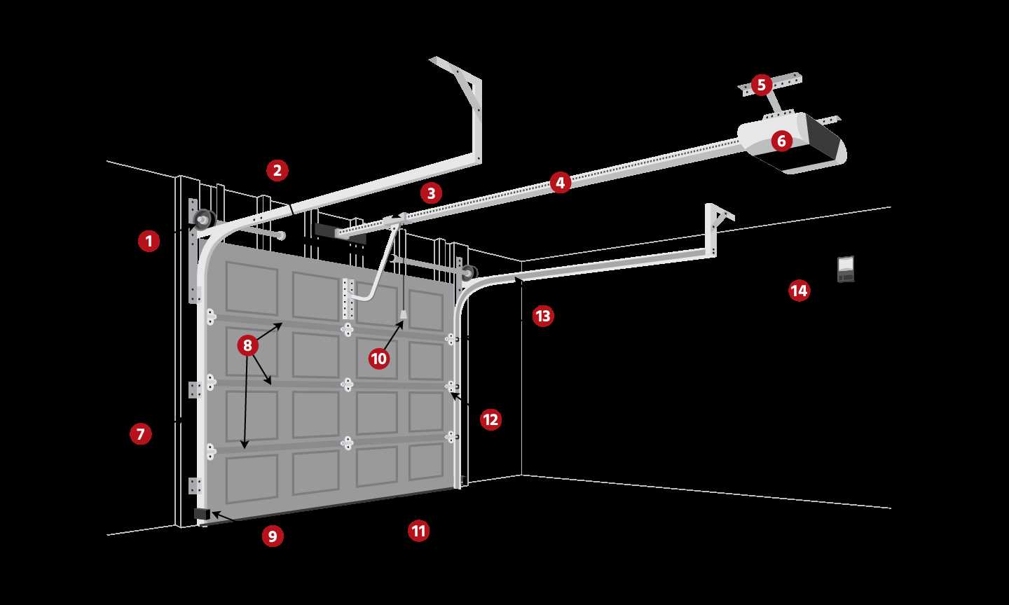 manual garage door parts diagram