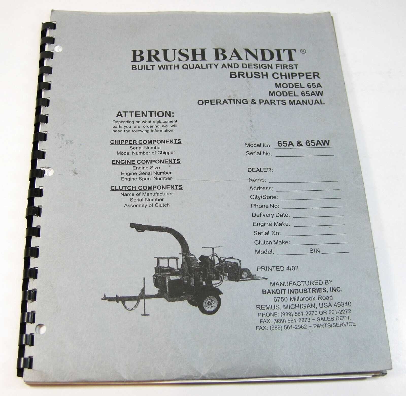 bandit chipper parts diagram