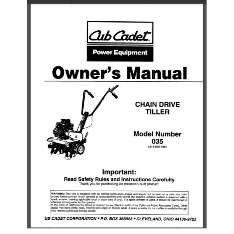 cub cadet tiller parts diagram