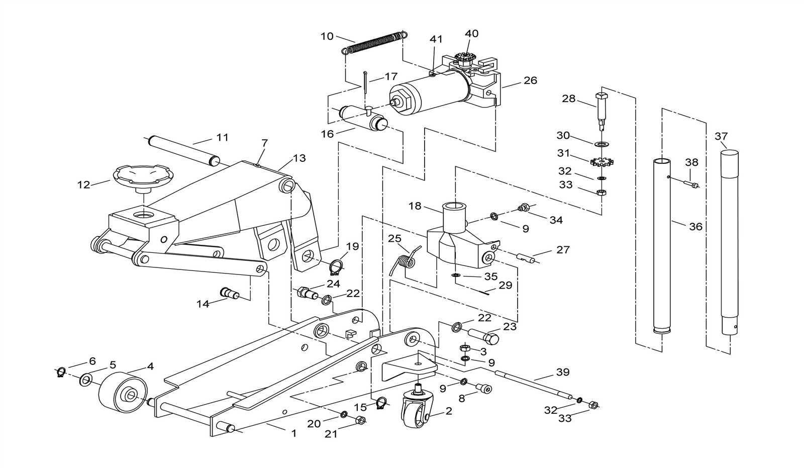 3 ton hydraulic floor jack parts diagram