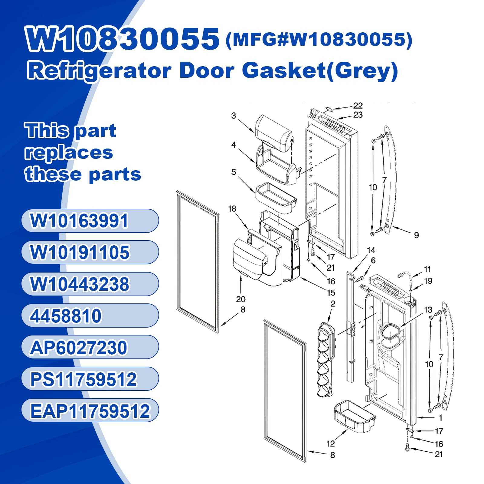 whirlpool refrigerator door parts diagram