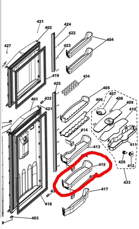 whirlpool refrigerator door parts diagram