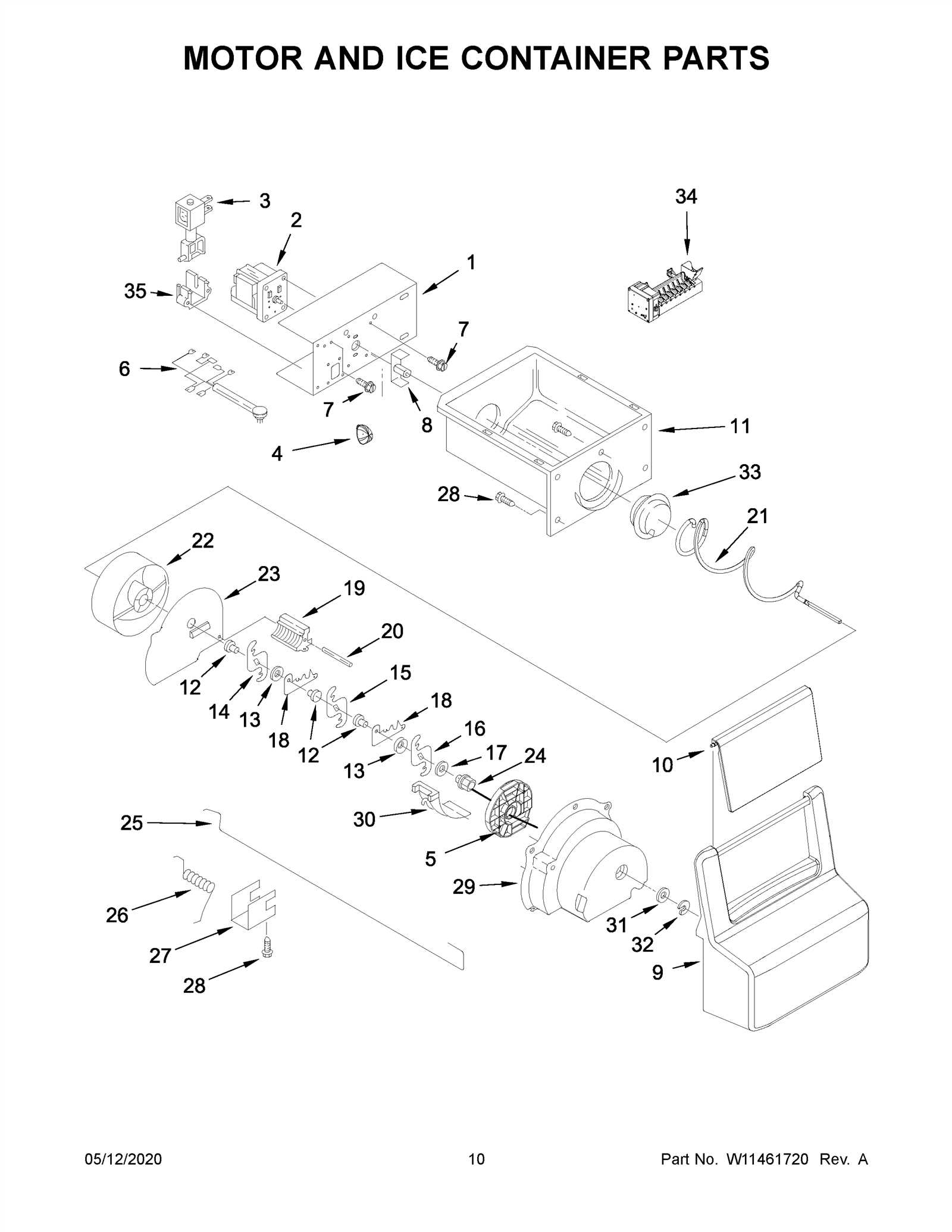 whirlpool side by side refrigerator parts diagram