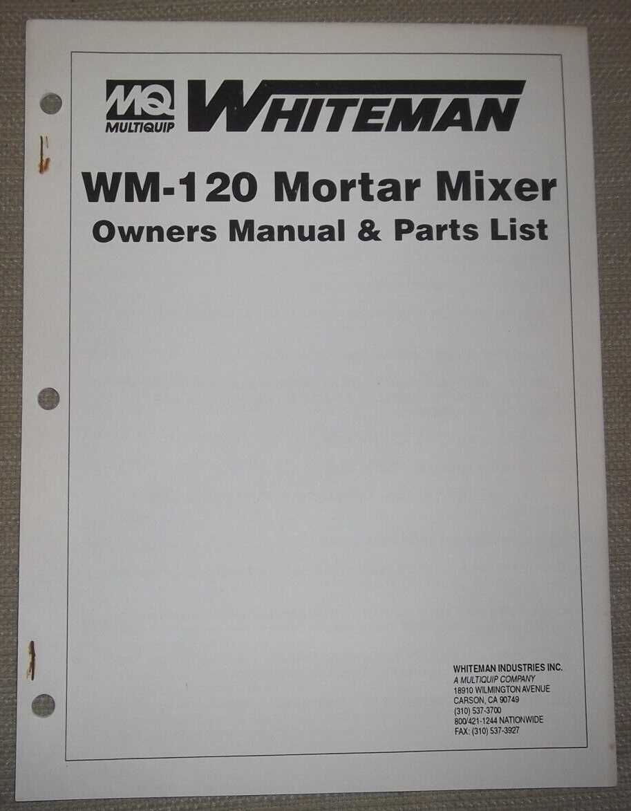 whiteman mortar mixer parts diagram