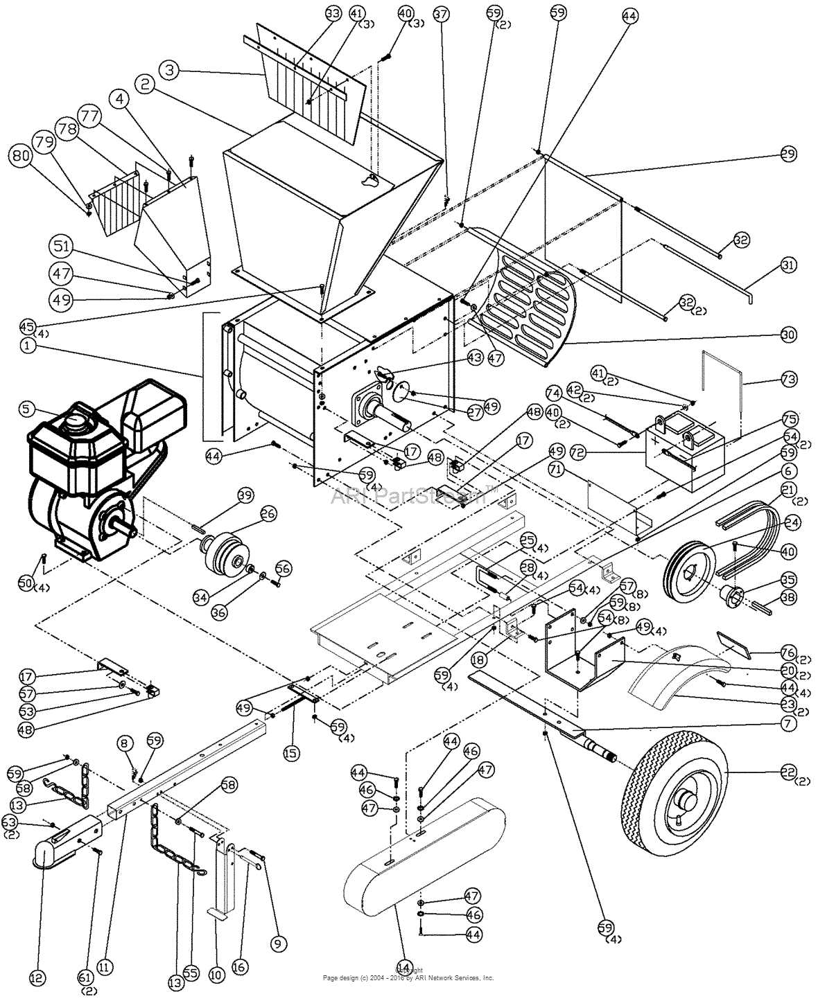 wood chipper parts diagram