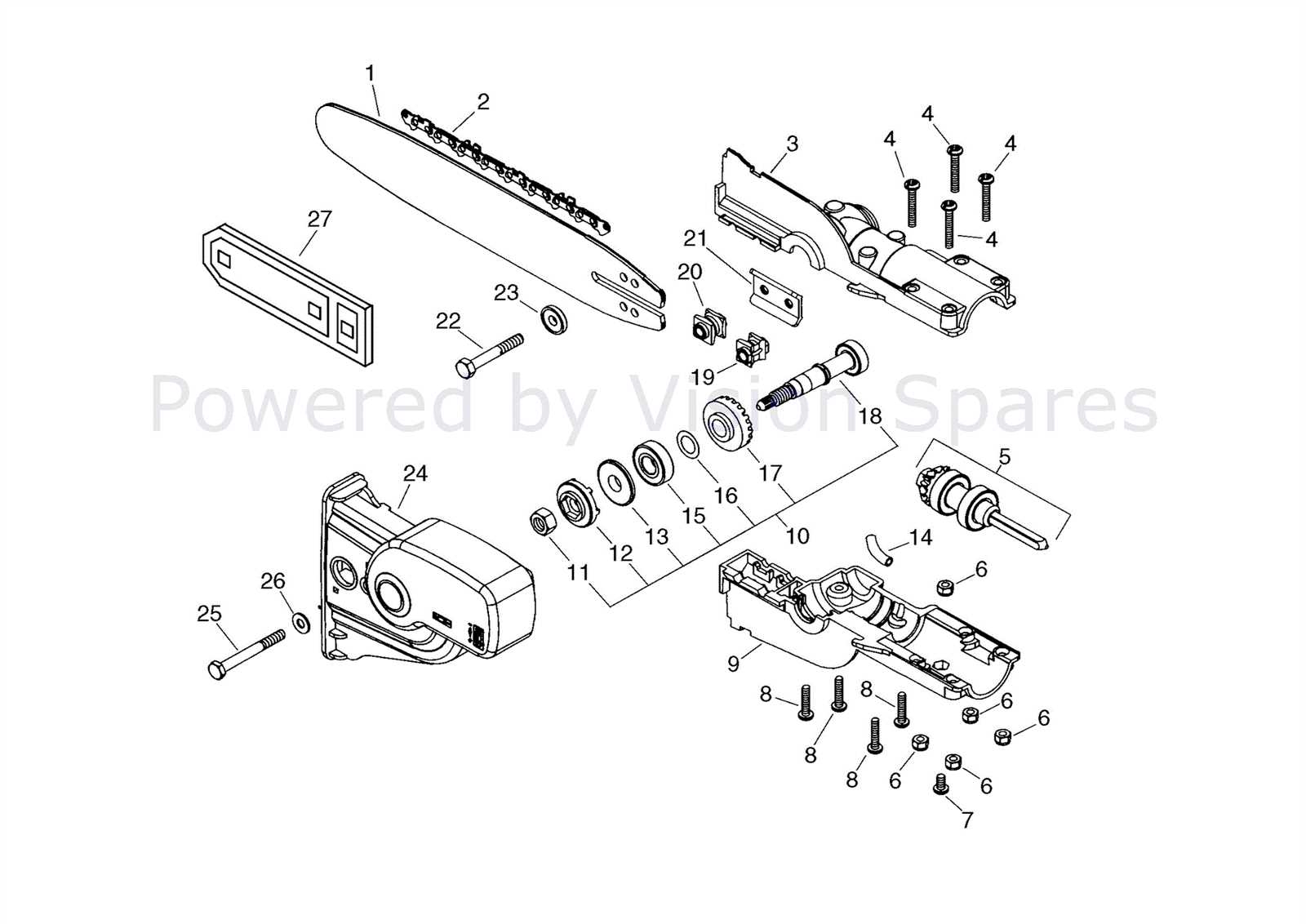 worx chainsaw parts diagram