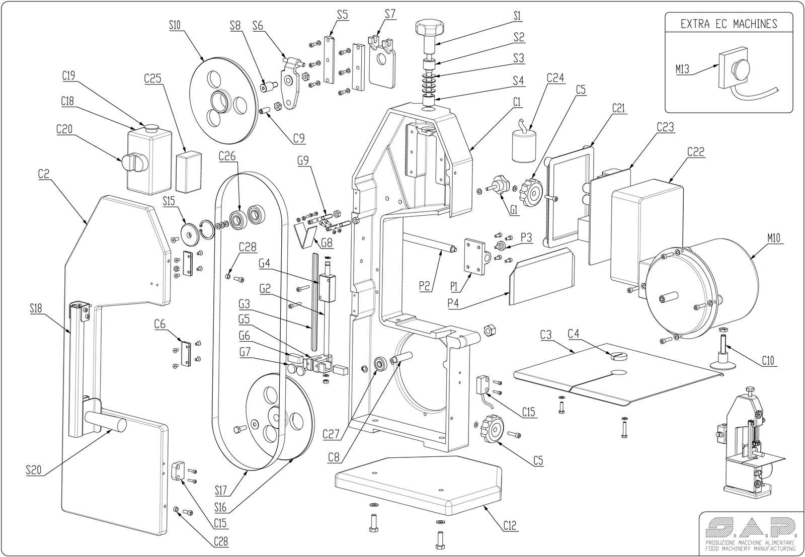 central machinery band saw parts diagram