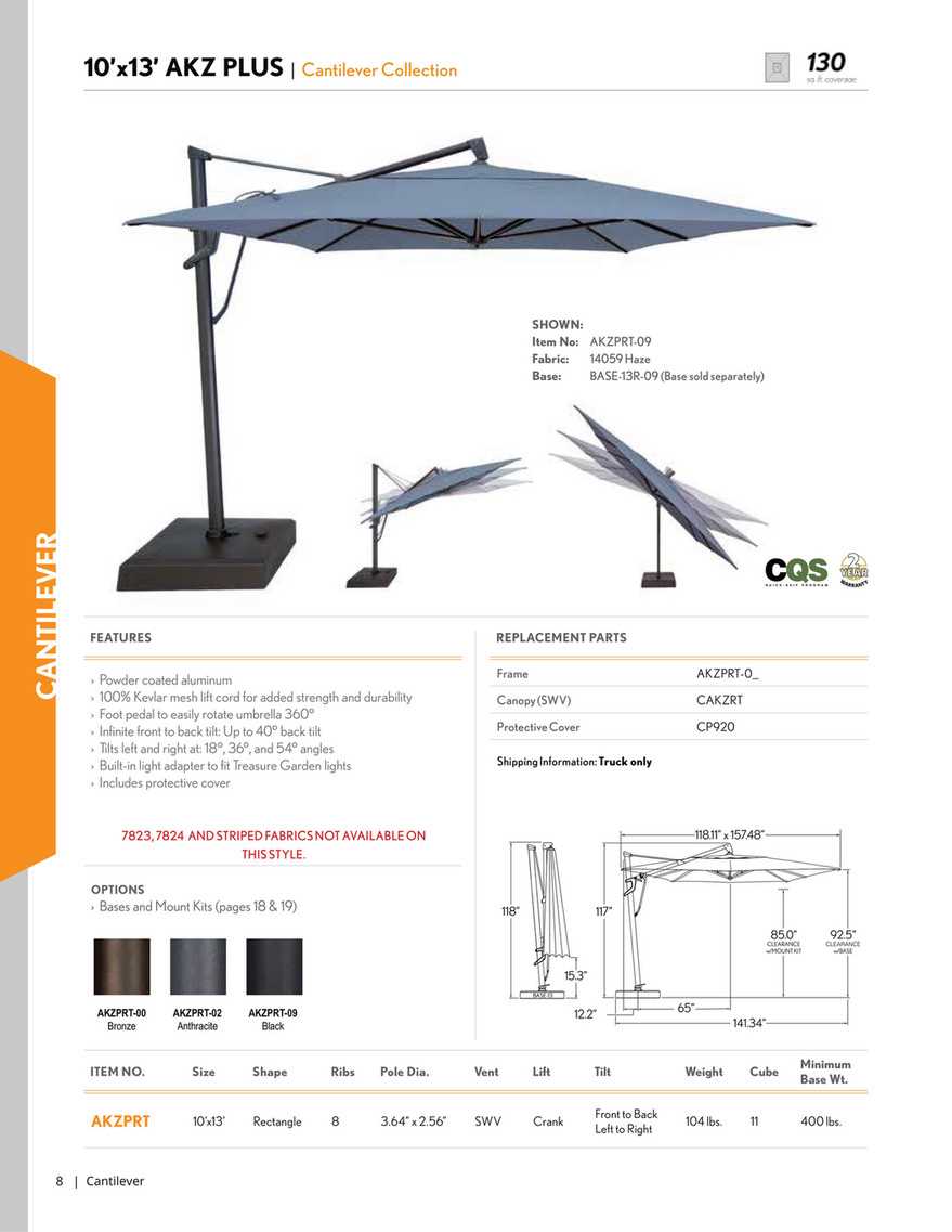 treasure garden cantilever umbrella parts diagram