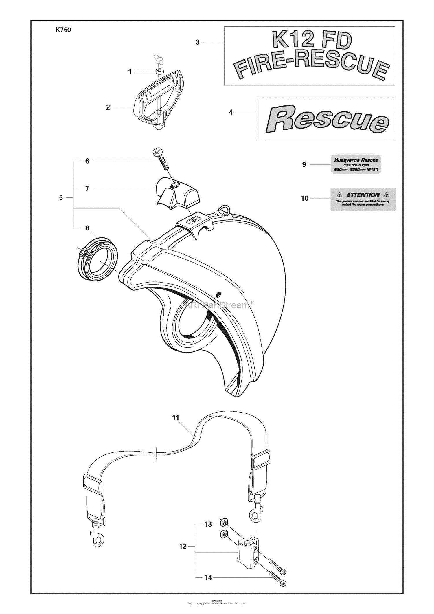 husqvarna k760 parts diagram