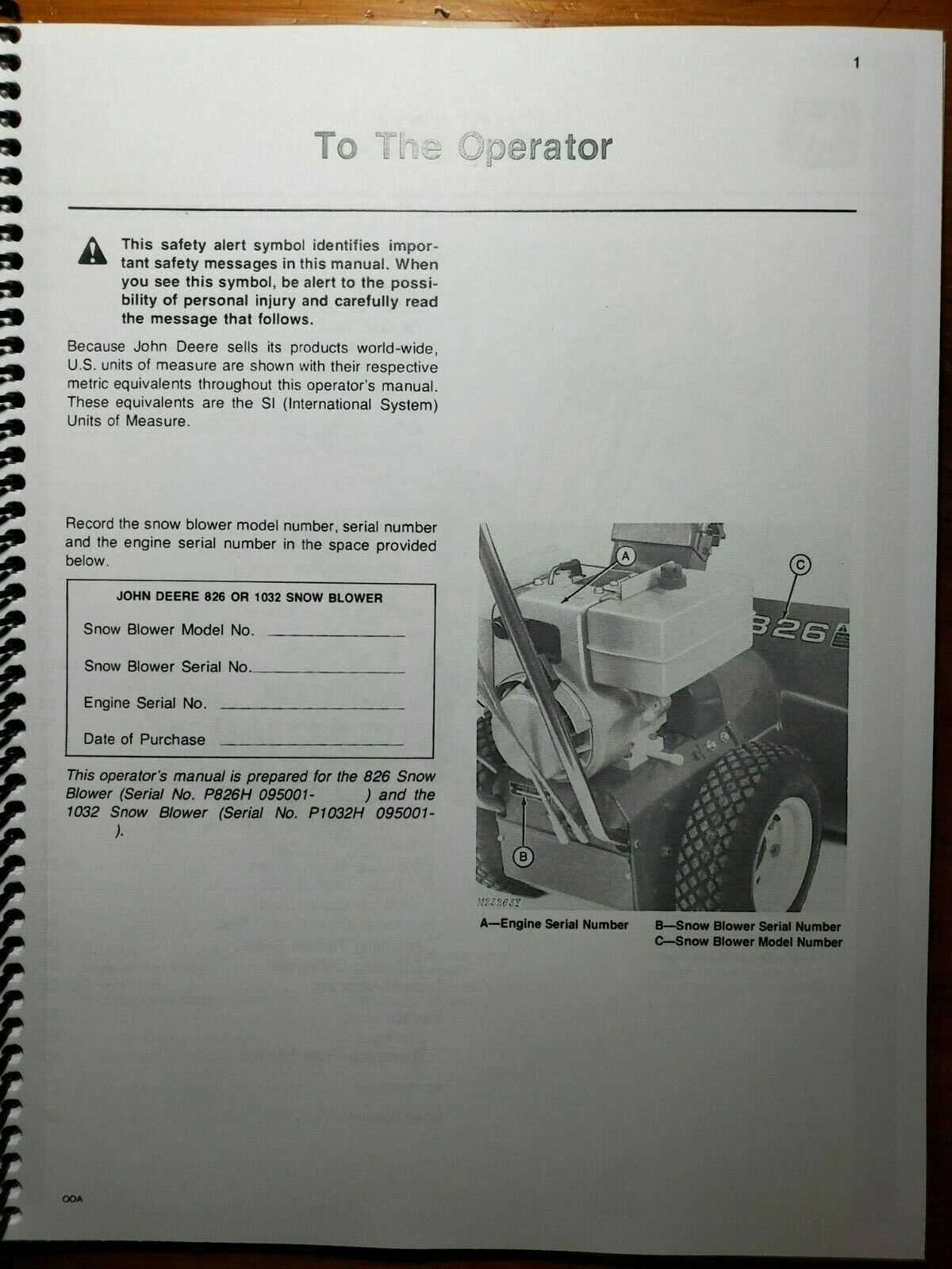 john deere 1032d snowblower parts diagram