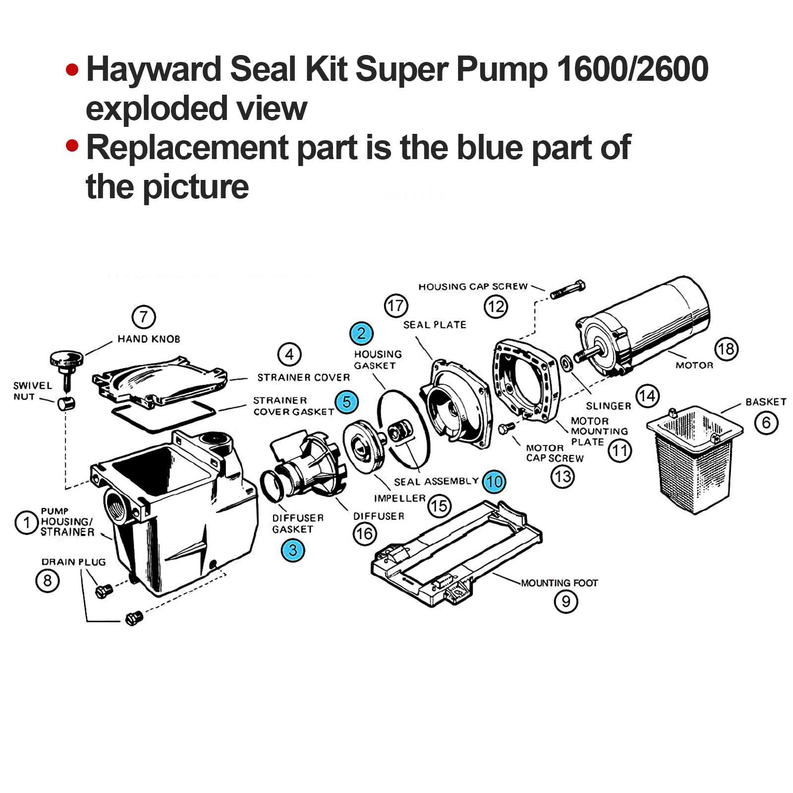 hayward super ii pump parts diagram