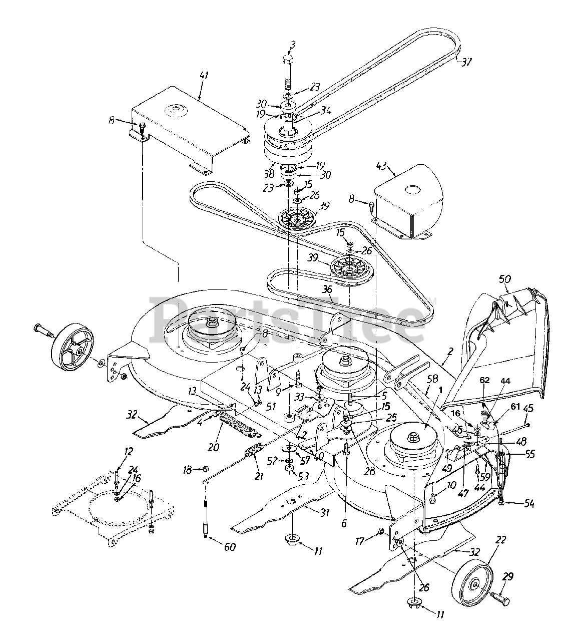 yard machines push mower parts diagram