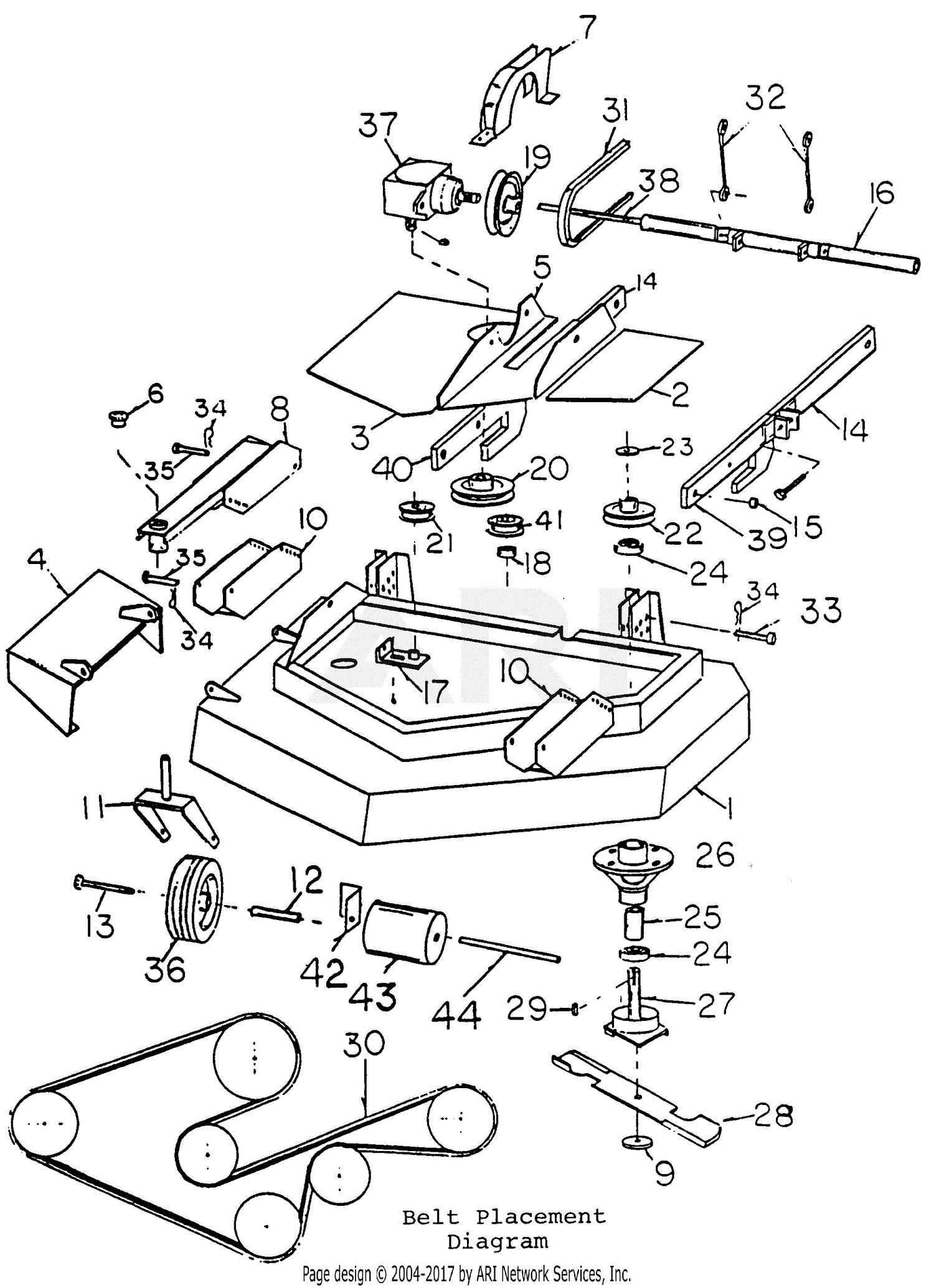 craftsman 42 mower deck parts diagram