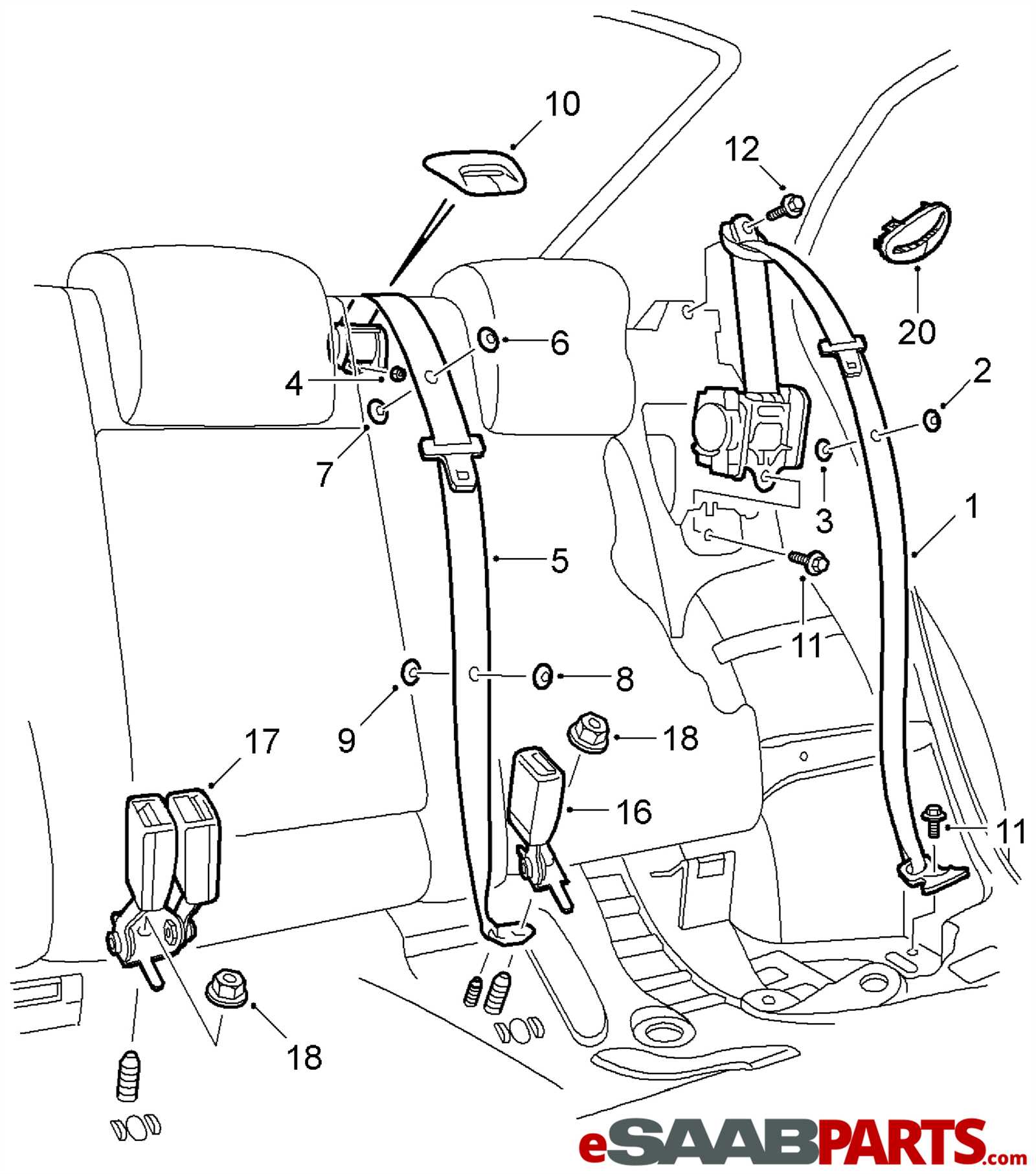 seat belt parts diagram